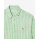 Camisa de Lino de Rayas Oversized de LACOSTE
