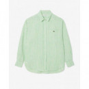 Camisa de Lino de Rayas Oversized de LACOSTE