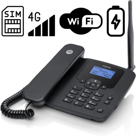 Teléfono Fijo MOTOROLA FW410L con Tarjeta Sim Gsm 4G Negro