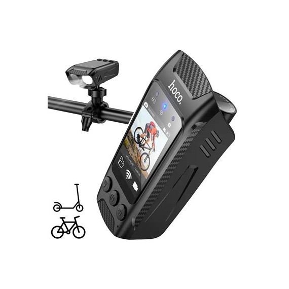 HOCO Camara DV104 4K 12MP Anti-shake con Pantalla y Luz Led para Bici O Moto