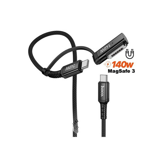 HOCO Cable Carga U142 USB Tipo-c a Magsafe 3 + Tipo-c 240W, 1.8 Mt, C To Mag 140W,CABLE Reforzado