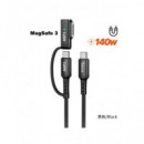 HOCO Cable Carga U142 USB Tipo-c a Magsafe 3 + Tipo-c 240W, 1.8 Mt, C To Mag 140W,CABLE Reforzado