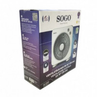 SOGO VEN-SS-21125 Ventilador Box Fan 10" 45W – 3 Velocidades, Rejilla Giratoria, Temporizador y bajo Consumo
