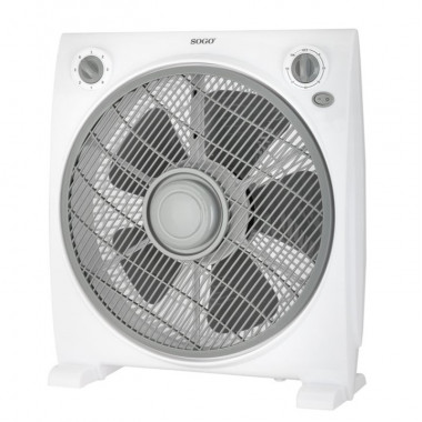 SOGO VEN-SS-21120 Ventilador Box Fan 12" 45W &ndash; 3 Velocidades, Temporizador 60 Min, 5 Aspas y bajo Consumo