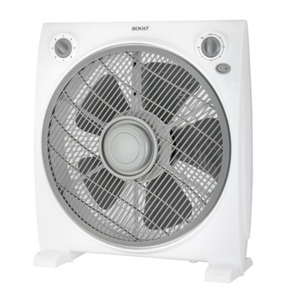 SOGO VEN-SS-21120 Ventilador Box Fan 12" 45W – 3 Velocidades, Temporizador 60 Min, 5 Aspas y bajo Consumo