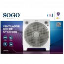 SOGO VEN-SS-21120 Ventilador Box Fan 12" 45W – 3 Velocidades, Temporizador 60 Min, 5 Aspas y bajo Consumo