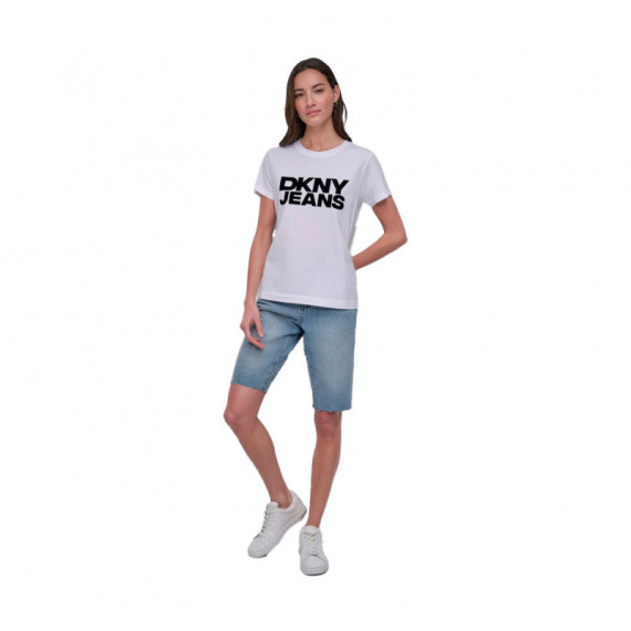 Camiseta Flocked Logo Crew  DKNY