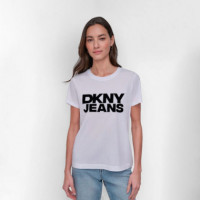 Camiseta Flocked Logo Crew  DKNY