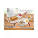 BEPER Fiambrera Electrica con 2 Recipientes Extraibles 1000ML-450ML con Cuchara 40W 220V Blanca Roja