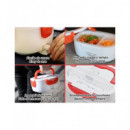 BEPER Fiambrera Electrica con 2 Recipientes Extraibles 1000ML-450ML con Cuchara 40W 220V Blanca Roja