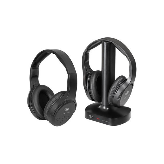 TREVI Pack 2 Auricular Casco TV FRS1580 Tw Negro 2.4 Ghz Clavija  Optica y 3.5MM