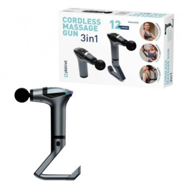 PLATINET Pistola Masajeadora 1500MAH 2400-3200RPM 4 Cabezales