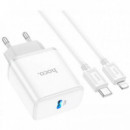 HOCO C104A Cargador Usb-c 20W con Cable Lightning Blanco