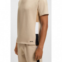 Camiseta de Felpa de Algodón con Paneles Laterales en Contraste de Boss  HUGO BOSS