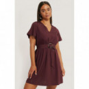 NA-KD Vestidos Vestido de Manga Corta con Cuello en V