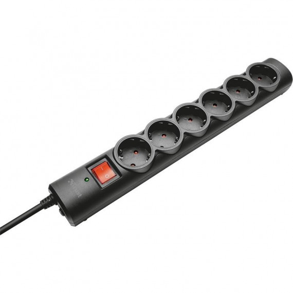 Regleta TRUST 6 Schukos Interruptor 1,8M Black