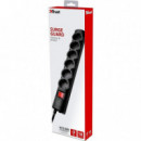 Regleta TRUST 6 Schukos Interruptor 1,8M Black