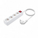 Regleta AISENS 4 Schukos Proteccion Interruptor 1,4M White