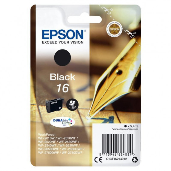 Tinta EPSON C13T162140 T1621 Black 16