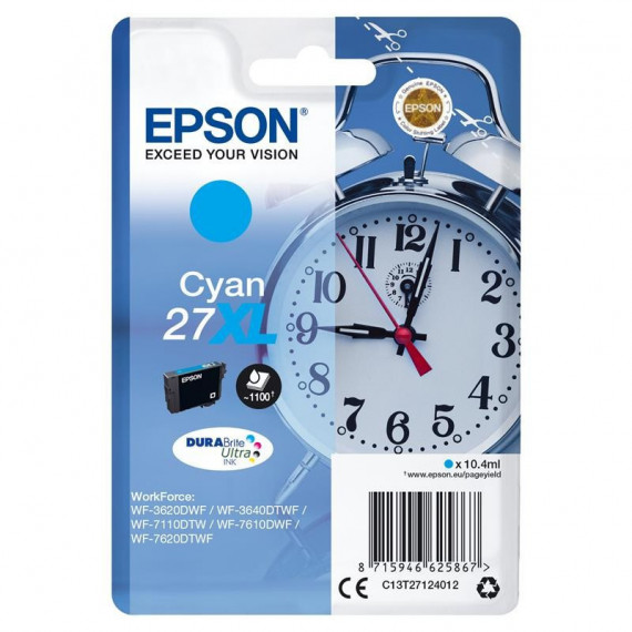 Tinta EPSON C13T27124012 Cyan T2712 27XL Durabrite Ultra