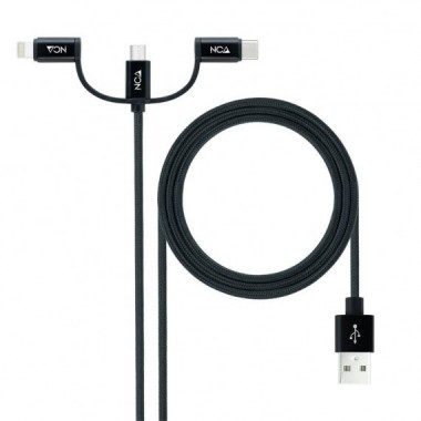 Cable USB 3 en 1 Usb-a / Usb-c Microusb Lightning 1M NANOCABLE