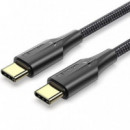 Cable Usb-c VENTION Tipo Usb-c/m - Usb-c/m 3A 60W Led 1M Black