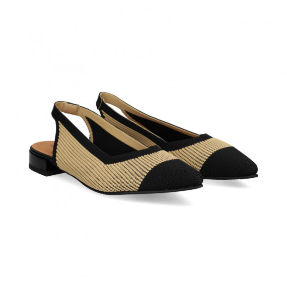 Bailarina S/talon Regilla Negro+camel  MISS ELASTIC