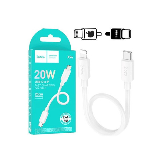 HOCO Cable Datos Tipo C a Lightning 20W X96 25CMS Blanco