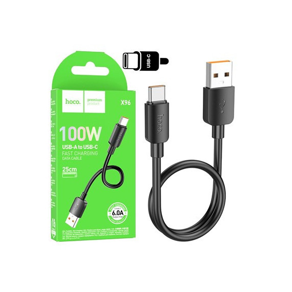 HOCO Cable Datos Tipo C a USB a 100W X96 25CMS Negro