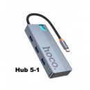 HOCO Adaptador 5 en 1 HB50 Tipo C/m a HDMI/3XUSB 3.0/PD