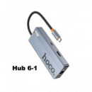 HOCO Adaptador 6 en 1 HB51 Tipo C/m a HDMI/3XUSB 3.0/PD/RJ45