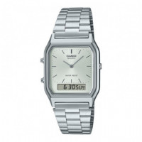 CASIO AQ-230A-7AMQY Reloj Unisex Combinado - Acero Inoxidable, Doble Pantalla Analógica/digital, Estilo Retro y Resistente