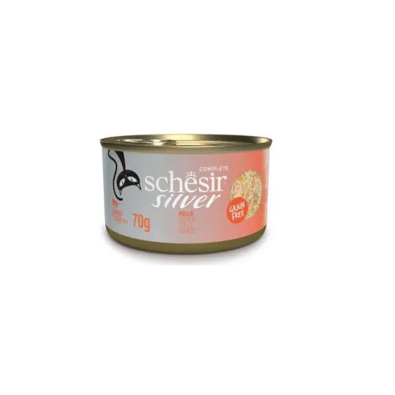 SCHESIR Gato Adulto Silver Filete de Pollo Lata 70 Gr