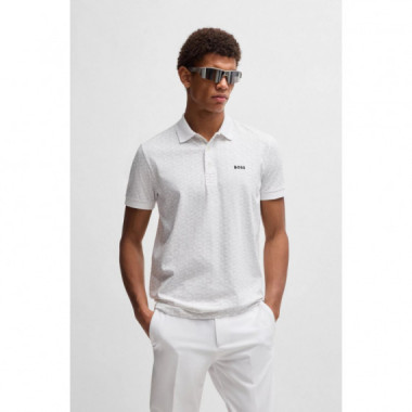 Polo Paddy de Algodón Elástico con Estampado de Boss  HUGO BOSS