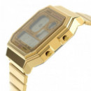 CASIO A130WEG-9A Reloj Digital Unisex - Dorado Vintage, Cronómetro, Alarma, Luz Led y Correa de Acero Inoxidable