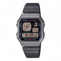 CASIO A130WEGG-1 Reloj Digital Unisex - Estilo Retro, Negro Grafito, Cronómetro, Alarma, Luz Led y Correa de Resina