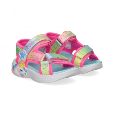 Sandalia 2 Velcros Unicornio Rosa  SKECHERS