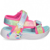 Sandalia 2 Velcros Unicornio Rosa  SKECHERS