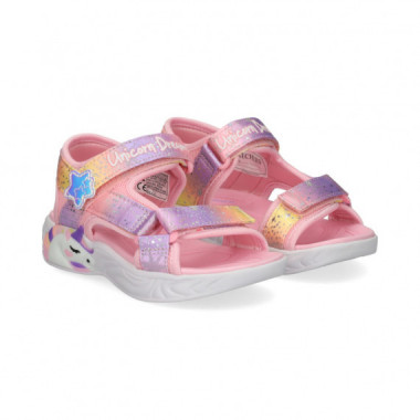Sandalia 2 Velcros Unicornio Rosa  SKECHERS