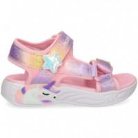 Sandalia 2 Velcros Unicornio Rosa  SKECHERS