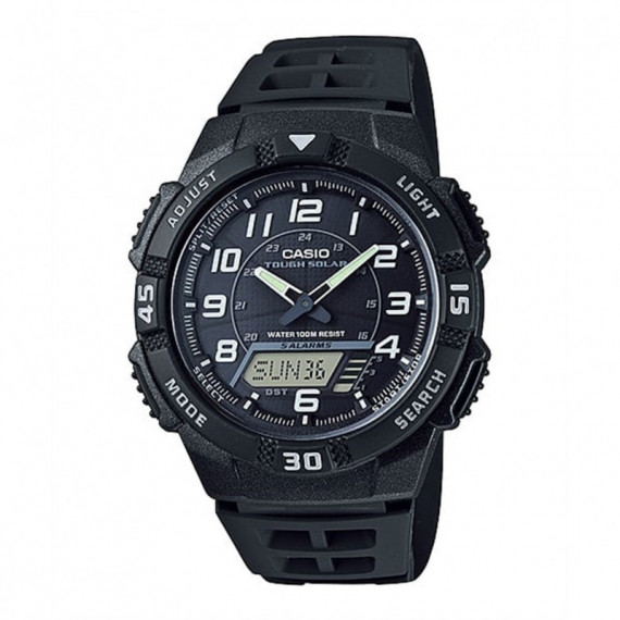 CASIO AQ-S800W-1B Reloj Unisex Solar Combinado – Analógico/digital, 100M Wr, 5 Alarmas y Correa de Resina Negra
