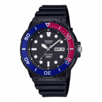 CASIO MRW-230H-1E2 Reloj Analógico Unisex – Estilo Deportivo, Bisel Bicolor, Resistente Al Agua 100M y Correa de Resina