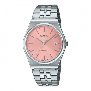 CASIO MTP-B145D-4A Reloj Analógico Unisex – Esfera Rosa, Acero Inoxidable, Estilo Elegante y Resistente Al Agua 50M