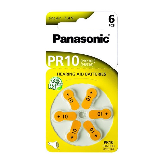 PANASONIC Pack de 6 Pilas Audifono  PR10 PR230L/PR536 PLI1001