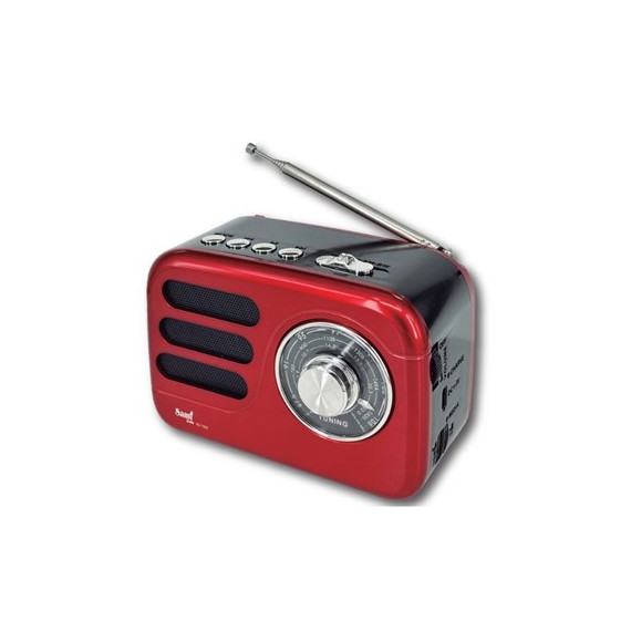 SAMI Radio Vintage Mini con Bluetooth/usb/micro Sd 5W RS-11839 Rojo Recargable