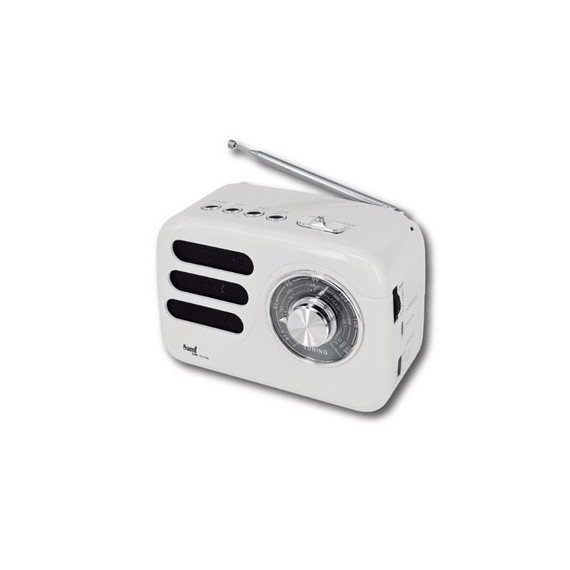 SAMI Radio Vintage Mini con Bluetooth/usb/micro Sd 5W RS-11840 Blanco Recargable