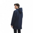 124431 Chaqueta  SILBON Hombre Cortavientos Largo Capucha Azul