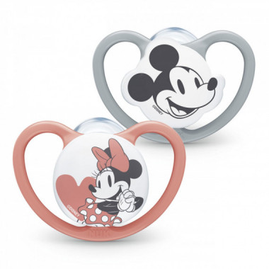 Nuk Space Mickey Chupete 6 - 18 Meses 2 Unidades Gris/rosa  MAPA SPONTEX IBERICA SAU