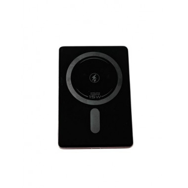 APOKIN Bateria Externa Portatil Extra Fina 5000mAh Con Carga Inalambrica Magnetica Negra PB-65010