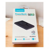 Apokin Bateria Externa Portatil Extra Fina 5000MAH con Carga Inalambrica Magnetica Negra PB-65010  LALO